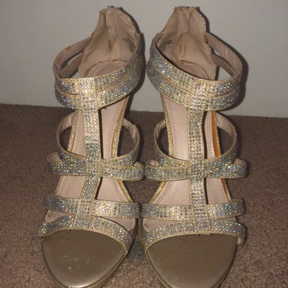 Gold Strapped Heels